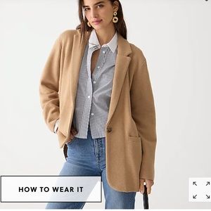 J. Crew Cecile Relaxed Sweater-Blazer, Heather Kaki, Size M, Cotton/Poly/Wool